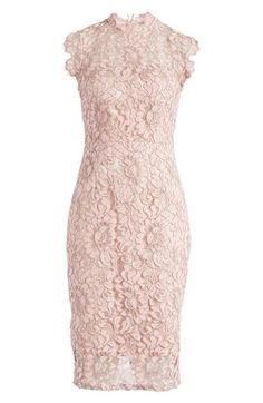 a pink lace dress on a white background