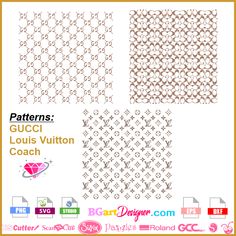 four different patterns for the louis vuitton coach pattern, each with an individual's name