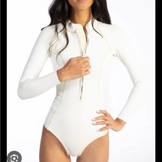 White Waihana Wetsuit - Never Worn Handcrafted In The Us Size Xs Free Shipping White Stretch Surfing Bodysuit, White Beachwear Bodysuit For Surfing, White Long Sleeve Bodysuit For Poolside, White Long Sleeve Surfing Bodysuit, Rashguard Swimsuit Women, Nike Swimsuit, Lycra Shorts, Rashguard Swimsuit, Vintage Swim