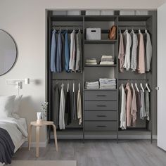 AURDAL wardrobe combination, dark gray, 743/4x153/4x87" - IKEA Aurdal Closet Ikea, Ikea Closet System, Powder Coating Wheels, Things For My Room, Closet Ikea, Mens Bedroom Decor, Wardrobe Systems, Suite Ideas, Plastic Foil