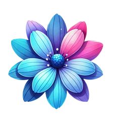 a colorful flower with blue, pink and purple petals