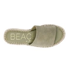 Vegan Synthetic upper, Slip on for easy entry,2\ heel, Open square toe, Lightly padded footbed, Man made outsole | Women's Beach by Matisse Skylar Wedge Sandals in Khaki Size 10 Closed Toe Platform Slides For The Beach, Beach Platform Slide Wedge Sandals, Beach Season Wedge Heel Sandals With Cushioned Footbed, Beach Season Cushioned Wedge Sandals, Cushioned Wedge Heel Sandals For Beach Season, Vacation Cushioned Slide Wedge Sandals, Beach Wedge Heel Slides With Removable Insole, Beach Open Toe Espadrilles With Cushioned Footbed, Textured Footbed Wedge Sandals For Beach Season