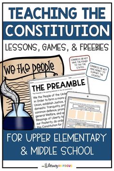 teaching the constitution lesson for upper elementary and middle school students with an image of books