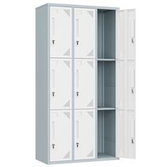 the four door locker is closed and ready to be used for storing items or other things