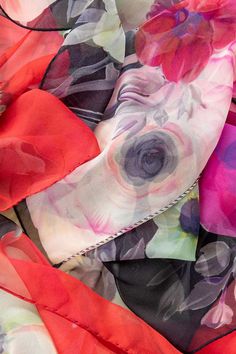 Named after the famous piazza in Rome, Campo de' Fiori (field of flowers), this sheer silk Georgette long scarf has a floral print. 100% Made in Como, Italy. Figure flattering size: Approx. 20” x 67". Years of trial and error taught us that this size scarf is one of the simplest to style and makes every woman look chic. 100% Silk Georgette: A lightweight, sheer crepe-style fabric characterized by its crinkly, pebbly texture and excellent drape that is often used in high-end fashion. It has a dul Italian Silk Scarf, Long Silk Scarf, Trial And Error, Bold Floral Print, Field Of Flowers, Como Italy, Small Boutique, Handbag Handles, Scarf For Women