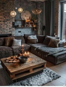 a living room filled with lots of furniture next to a fire place and window sill