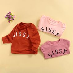 Material: Cotton. Color: Auburn, Pink, Dark Pink. Unique Sweatshirt, Bold Letters, Sassy Girl, Long Sleeve Kids, Pink Dark, Comfy Sweatshirt, Long Sleeve Sweatshirt, Sell Out, Stay Cozy