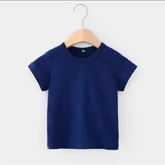 Children T-Shirt For Boys Girls Cotton Summer Kids Tops Tees Kids Tshirts Clothes. Nwt 90 Cm. Dark Navy Blue Cute Blue Cotton T-shirt, Basic Navy T-shirt For Summer, Basic Navy Summer T-shirt, T Shirt For Boys, Plain Tees, Cheap T Shirts, Dark Navy Blue, Modern Outfits, Baby Shirts