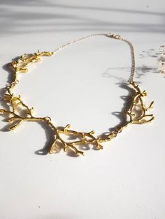 Gold Branch Necklace Twig Bib Collar Nature Lover Gift - Etsy Fairy Choker, Esty Finds, Forest Jewelry, Gold Branches, Elven Jewelry, Branch Necklace, Bib Collar, Woodland Forest, Jewelry Metal