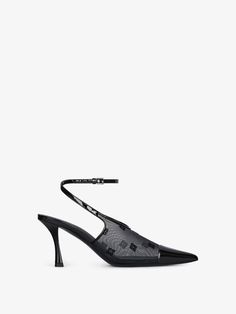 Show slingbacks in 4G mesh | Givenchy US | Givenchy Welcome Bags, Airport Fashion, Slingbacks, Goat Leather, Slingback Pump, Airport Style, New Shows, Product Label, Metal Buckles