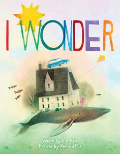 i wonder book cover with an image of a house on top of a flying whale