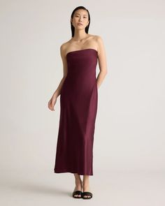 100% Washable Silk Strapless Midi Dress Strapless Silk Dress, Silk Fiber, Silk Cami, Strapless Midi Dress, Quarter Zip Sweater, Body Temperature, Mulberry Silk, Blouse Dress, Quince