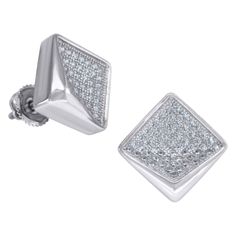 925 Sterling Silver Unisex Cubic Zirconia Square Stud Earrings, clasp: Screw Back, Micropave, Metal weight: 4.07 gram Square Stud Earrings, Square Earrings Studs, Square Stud, Stud Earrings For Women, Micro Pave, Earrings For Women, Women's Earrings, Screw, Cubic Zirconia