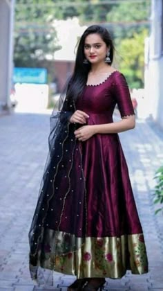 Long Frocks Neck Designs, Pattu Long Frocks For Women, Long Skirt Top Designs, Long Frock Designs