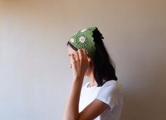 Spring Beach Bandana Headband, Adjustable Flower Headband For Summer, Casual Bandana Headband For Spring, Casual Bandana For Spring Season, Handmade Headband For Beach, Trendy Green Bandana For Spring, Green Bohemian Spring Bandana, Spring Green Bohemian Bandana, Trendy Green Spring Bandana