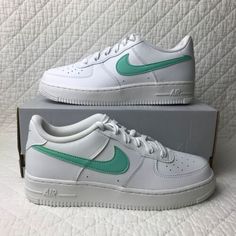 ad eBay - Find many great new & used options and get the best deals for Nike Air Force 1 (GS) Shoes Big Kids SZ 5.5Y White/Emerald Rise DV7762-104 at the best online prices at eBay! Free shipping for many products! Shoes Big, Nike Air Force 1, Synthetic Leather, Air Force 1, Nike Air Force, Kids Clothing, Big Kids, Ebay Finds, Air Force