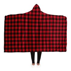 Red Black Buffalo Plaid Wearable Hooded Blanket, Sherpa Check Lumberja – Starcove Fashion Kids Fleece, Boring Clothes, Fedex Express, Hooded Blanket, Winter Gift, Lumberjack, Cloak, Buffalo Plaid, Custom Clothes