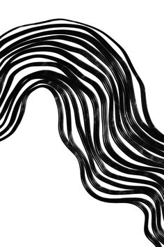 black and white drawing of wavy hair with long, straight waves on the top side