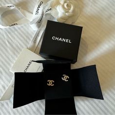 Brand New Original Packaging Gold Tone Plated 100% Authentic Ship Same Or Next Day! Chanel Earrings Cheap, Black And White Chanel Jewelry, Costume Jewelry Chanel, Fake Vs Real Chanel Earrings, Chanel Jewelry 2022, Chanel Inspired Bridal Party, Chanel Earnings, Chanel Earrings Cc, Chanel Stud Earrings