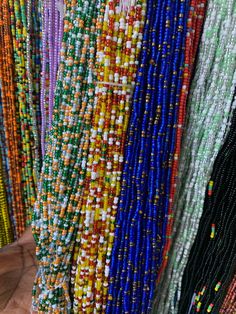 "Bead Size 8/0 Lengths 45\"-52\" I'll mix and match the designs. If you want specific ones, send me screenshots. You'll receive beads in 5 increments All are in Tie Ons You can request your beads in solid colors like, Red, Yellow, Green, Black, Blue, Orange, Silver, Brown etc" Waist Beads African, Waist Jewelry, Waist Beads, Beads Wholesale, Belly Chain, Waist Training, Bulk Order, West Africa, Gold Beads