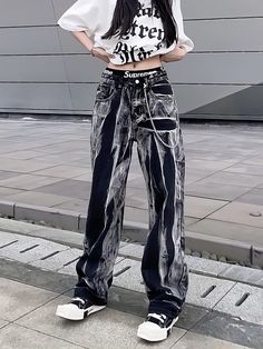 Grunge High Waist Jeans For Streetwear, High Waist Grunge Jeans For Streetwear, Edgy High-waist Jeans For Streetwear, Edgy High Waist Jeans For Streetwear, Grunge High Rise Bottoms For Streetwear, Edgy Cotton Jeans For Concert, Edgy Streetwear Jeans For Spring, Punk Style High Rise Jeans For Streetwear, Punk High Rise Jeans For Streetwear