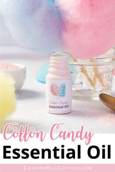 bottle of cotton candy essential oil Diy Cotton Candy, Cotton Candy Recipe, Candy Candles, Diy Body Scrub Recipes, Skincare Recipes, Body Scrub Recipe, Essential Oils 101, Skin Essence