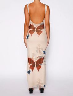 PERCY MAXI DRESS - NEUTRAL : PAISLEY : BY POPPY BUTTERFLY – Tiger Mist North America Fitted Maxi Dress For Day Out, Sleeveless Butterfly Print Dress For Vacation, Fitted Butterfly Print Beach Dress, Fitted Floor-length Summer Maxi Dress, Long Fitted Dresses, Print Butterfly, Butterfly Flowers, Sleeveless Maxi Dress, Floral Maxi