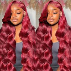 PRICES MAY VARY. 99j Burgundy Lace Front Wigs Human Hair Material: 200% Density Wine Red HD Lace Front Wigs Human Hair for black Women, Unprocessed 10A Brazilian Virgin human hair body wave wigs, smooth and healthy, thick and bouncy, beautiful color and soft texture hd lace Front Wigs human hair high quality: 13x4 Glueless Wigs Wine Red Virgin Human Hair Wigs pre plucked with baby hair for women, HD swiss lace match all skin tone well, natural hairline and true to length, no shedding and free ta Pink Lemon Hair Bundles, Burgundy Side Part Wig, Red Side Part Wig, Burgundy Frontal Wig, Burgundy Wigs For Black Women, Red Wigs For Black Women, Body Wave Wig Hairstyles, Braiding Supplies, Red Lace Front Wigs