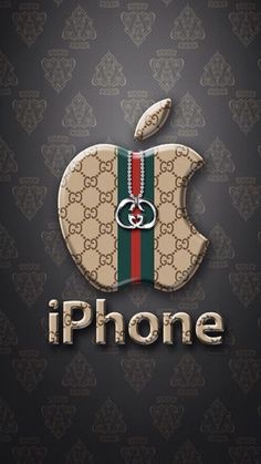 an apple logo on a black background with the word'iphone'written in red, white and green