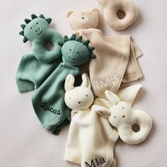 the baby's personalized toys are laid out on the floor