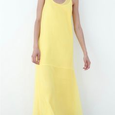 Sleeveless Round Neck Dress - M Sleeveless Slip Dress For Spring Vacation, Spring Sleeveless Slip Dress For Vacation, Spring Vacation Sleeveless Slip Dress, Sleeveless Summer Maxi Dress For Daywear, Sleeveless Casual Slip Dress For Summer, Long Sleeveless Sundress For Spring, Sleeveless Summer Daywear Slip Dress, Yellow Sleeveless Slip Dress, Sleeveless Slip Dress For Summer Daywear