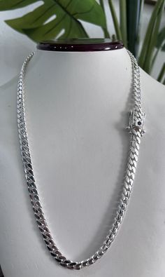 8mm 24inch 999 pure solid silver hand made cuban link chain with sapphire Cuban Link Chain, Cuban Link, Link Chain, Chains Necklace, Cocoa, Hand Made, Sapphire, Etsy Accessories, Handmade Items