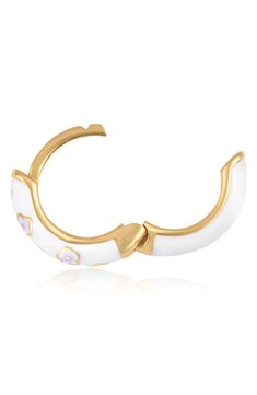 Easy-to-wear hoop earrings will add significant polish to even your most casual ensembles. 1/2" drop; 1/8" width Hinge with snap-post closure Sterling silver with goldtone plate/enamel Imported Huggie Hoop Earrings, Purple Flowers, Nordstrom Rack, Pink Flowers, Gold Tones, Hoop Earrings, Nordstrom, Sterling Silver, Purple