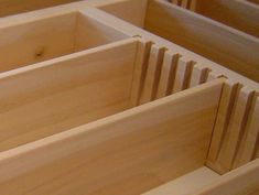 several wooden drawers are lined up in the same pattern as each one is made out of plywood