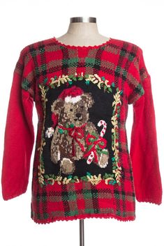 This is a vintage ugly Christmas pullover. That means: We only have one -- so you can't choose a different size or quantity. The size listed on the original tag may not be an accurate indication of the fit. The chest / bust size and length measurements are the most accurate way to estimate the fit. This item may show normal signs of wear, as is typical of vintage clothing. Chest / Bust Size: 44" Length: 26" Fits Like Men's Size: Large Fits Like Women's Size: XL Size Listed On Original Tag: M Bra Winter Holiday Party, Christmas Pullover, Christmas Sweater Men, Fisherman Sweater, Printed Joggers, Vintage Sweaters, Cotton Style, Ugly Christmas, Christmas Sweater