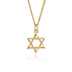 This elegant necklace is a beautiful addition to your jewelry collection. This religious inspired necklace features a 10K Yellow Gold Jewish Star Pendant. It is lightweight and comfortable to wear, making it the perfect everyday accessory. No matter the occasion, you will shine bright with this Jewish star pendant necklace! This elegant necklace reminds us that god protects us from all six directions: North, South, East, West, Up and Down. Whether you are newly converted to Judaism or a lifetime Elegant Star Of David Hallmarked Necklace, Classic Star Of David Necklace As Gift, Gold Engraved Star Of David Necklace, Classic Star Of David Necklace For Gift, 14k Gold Star Of David Necklace Engraved, Gold Star Of David Spiritual Necklace, Gold Star Of David Necklace For Anniversary, Spiritual Yellow Gold Star Of David Necklace, Gold Star Of David Necklace