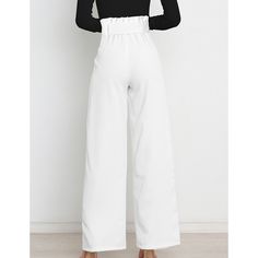 White Bowknot High Waist Wide Leg Pants Chic White Non-stretch Wide Leg Pants, Chic Non-stretch White Wide Leg Pants, Chic White Wide Leg Pants, White Wide-leg Pants With Tie Waist, White High-waisted Pants With Tie Waist, White Tie Waist High-waisted Pants, White Tie Waist Trousers, White Trousers With Tie Waist, White Workwear Pants With Tie Waist