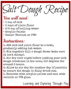 a recipe for salt dough with instructions