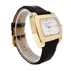 Men's Baume & Mercier 38mm x 42mm Hampton 18K Solid Yellow Gold Automatic Watch with Black Leather Band and Silver Dial. Pre-Owned SN# 355**** Dial: Silver. Gender: Men's. Model: Hampton. Condition: Excellent. Bracelet: Leather Band. Crystal: Sapphire Crystal. Brand: Baume & Mercier. Case Diameter: 38mm x 42mm. Bezel Material: 18K Yellow Gold. Movement: Manual-Winding (Mechanical). Case Material: 18K Solid Yellow Gold. Bracelet Material: Aftermarket Leather. Box: Aftermarket Mahogany Wooden Box. Yellow Gold Watches With Metal Dial And Leather Band, Luxury Yellow Gold Watches With Leather Strap, Elegant Yellow Gold Automatic Watches, Baume Mercier Watches Women, Yellow Gold Self-winding Watches, Zenith Watches, Baume Mercier, Chanel Watch, New Rolex