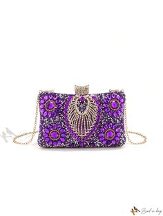 Bird in Bag - Elegant Emerald Green Evening Clutch with Delicate Tassels, Dazzling Diamonds, and Chain Shoulder Strap - Exquisite Luxury Handbag for Parties, Events, and Special Occasions - 2023 Collection Chic Purple Evening Bag As Gift, Chic Purple Evening Bag For Gift, Elegant Purple Shoulder Bag For Party, Chic Purple Clutch As A Gift, Chic Purple Shoulder Bag For Party, Gift Clutch With Chain Detail, Trendy Purple Clutch As A Gift, Chic Purple Bag For Events, Purple Chain Strap Shoulder Bag For Formal Occasions