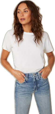 AMO Classic Tee in White Everyday Short Sleeve T-shirt With Frayed Hem, White Crew Neck Top With Frayed Hem, Vintage Tees, White Vintage, Fabric Care, Heather Grey, Short Sleeves, Size Small, How To Wear