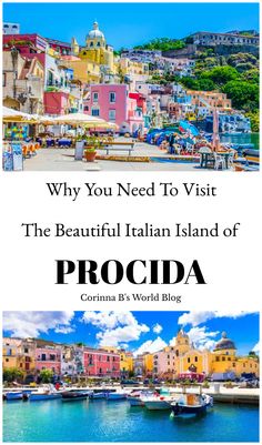 the beautiful italian island of procida with text overlay