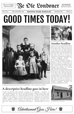 the front page of an old newspaper with pictures of children and adults in it,