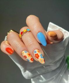 Spring Nail Designs, Colorful Nail, Cute Spring Nails, Colorful Nails, Spring Nail Colors, Bright Nails, Spring Nail Art, Bright Spring, Nails 2024