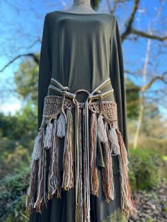 Druid Aesthetic Clothing, Macrame Shawl, Norse Shaman, Viking Fashion, Dark Mori Fashion, Pagan Style, Norwegian Jewelry, Viking Party, Pagan Fashion