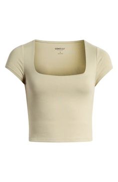 Minimal detailing brings maximum versatility to this fitted jersey T-shirt made with a hint of stretch for flexible comfort. 17" length (size Medium) Square neck Cap sleeves 95% polyester, 5% spandex Machine wash, tumble dry Imported Fabric Gift Bags, Fabric Gifts, Nordstrom Store, Free Fabric, Print Gifts, Jersey T Shirt, Pacsun, Square Neck, Cap Sleeves