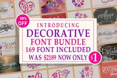 an assortment of decorative font and numbers