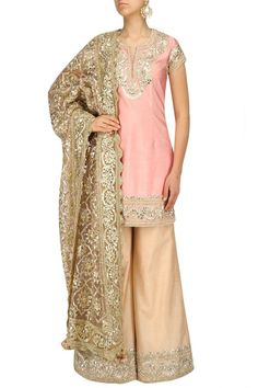 Peach Sharara, Saree Draping Styles, Light Pink Shorts, Indian Couture