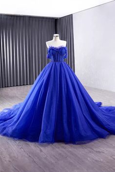 Blue Tulle Dress For Party, Blue Tulle Party Dress, Royal Blue Tulle Dress For Banquet, Royal Blue Ball Gown Evening Dress For Party, Royal Blue Sleeveless Tulle Dress, Blue Dresses For Wedding And Party Season, Blue Dress For Wedding Party Season, Blue Dress For Wedding And Party Season, Sleeveless Blue Ball Gown For Party