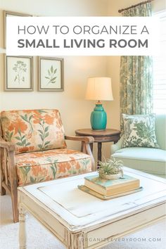 the living room is clean and organized with pictures on the wall, coffee table and lamp